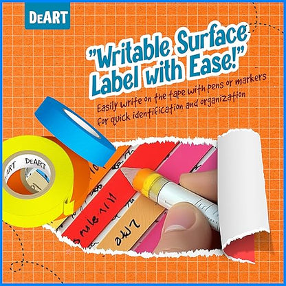 DEART 6Pcs Colored Masking Tape, Extra Long 1008 Feet or 360 Feet x 1 Inch Painters Tape, Color Painter Tape for Arts & Crafts Labeling or Coding, Kids Art Supplies (2.5cm X 18m (1In X 20Yards))