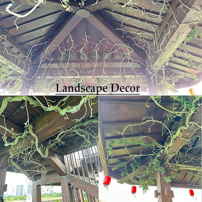 118 inch Big Artificial Green Tree Branches Ivy Grapevine Garland Fake Tree Trunk Wall Door Hanging Plants Twigs Moss for Garden Home Wedding Outdoor Jungle Leaves Room Decoration