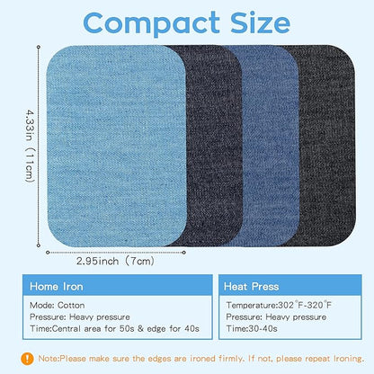 HTVRONT Iron on Patches for Clothing Repair, Cotton Patches Iron on, Dark Blue Repair Decorating Kit 20 Pieces Iron on Patch Size 3" by 4-1/4" (7.5 cm x 11 cm)