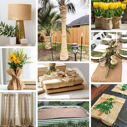40“ x 80/160 Feet Burlap Roll Multipurpose Burlap Tree Wrap High Density Jute Fiber, Burlap Fabric for Gardening, Weed Barrier, Craft Projects and Party Decor (40in * 80ft)