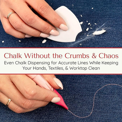 Fabric Markers for Sewing – Ergonomic Tailors Chalk Pen with Improved Dosing Wheel for Sharp Lines - Washable Sewing Chalk Marking Pens that are Compatible with Most Fabrics - Pink 1 Pack