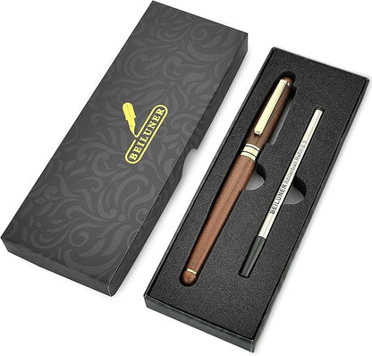 BEILUNER Luxury Personalized Wood Ballpoint Pen Writing Set,Walnut-Elegant Fancy Nice Gift Pen Set for Signature Executive Business Office Supplies - Christmas Gift Boxed with Extra Refills (Black)