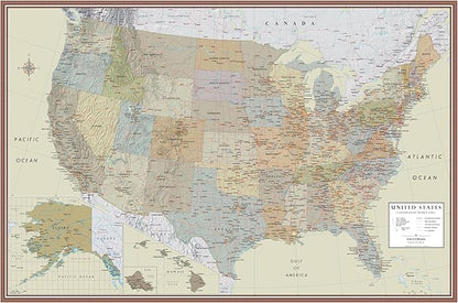 24x36 United States, USA Contemporary Premier Wall Map Poster (24x36 LAMINATED)