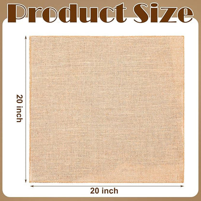 Preboun 5 Pcs Burlap Squares Multipurpose Natural Burlap Placemats Bulk for Farmhouse Home Party Wedding Table Cover Centerpieces Craft Supplies(20 Inch)