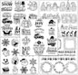 Whaline 5 Sheet Christmas Clear Stamps Wreath Snowman Gnome Silicone Transparent Stamps Greeting Words Border Stamp Cards for DIY Craft Card Making Scrapbooking Embossing Album Decor
