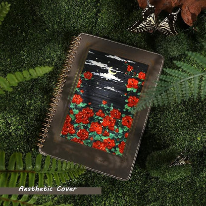 Spiral Notebook for Women, Durable A5 Leather Hardcover Notebooks, 140 Lined Pages, Cute Notebooks for Perfect Supplies at School, 8.3 x 6.2 in
