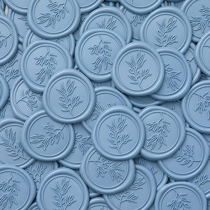 PONATIA Dusty Blue Wax Seal Stickers - 50 Pcs Self- Adhesive Wedding Invitation Seal Stickers, Perfect for Invitation Cards, Envelopes Christmas Cards, Gift Wrapping, Party Menu Decor
