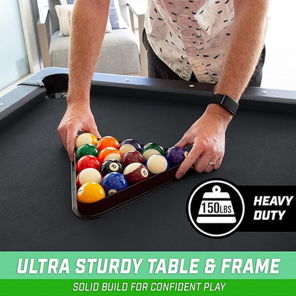 GoSports 6, 7, or 8 ft Billiards Tables - No Assembly, Choose Your Color - Portable Pool Table Includes Full Set of Balls, 2 Cue Sticks, Chalk and Felt Brush