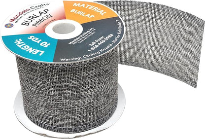 Mandala Crafts Gray Burlap Ribbon 3 Inches Wide Jute Ribbons for Crafts - 20 Yds Roll Rustic Burlap Wrap Trim Ribbons for Wreaths Bows Wedding Party Decoration