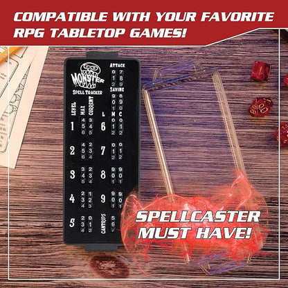 Ultimate RPG Spell Tracker for DND- Keep Track of All Magic Stats, Levels Modifiers w Adjustable Place-Locking Dials & Protective Cover- Compatible Set w Dungeons Dragons 5e Tabletop Games Accessories