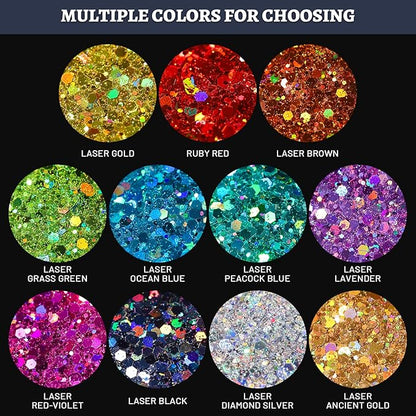 LEOBRO Purple Glitter, 160g/5.64oz Holographic Chunky Glitter for Crafts, Resin, Nail Body, Tumblers, Party Decorations