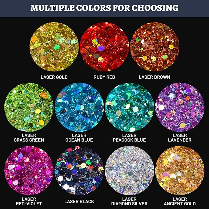 LEOBRO Red Glitter, 160g/5.64oz Holographic Chunky Glitter for Crafts, Resin, Nail Body, Tumblers, Party Decorations