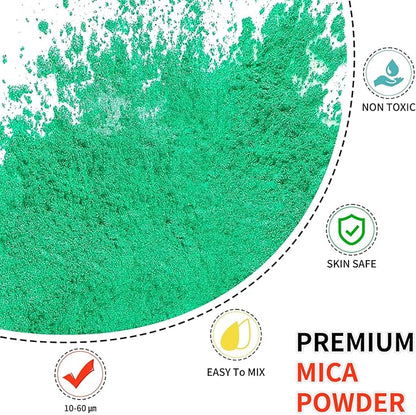 Mica Powder - 100g Mica Powder for Epoxy Resin - Metallic Color Pigment for Resin, Soap, Bath Bombs, Eye Shadow, Nails, DIY Crafting Projects etc. (Emerald Green)