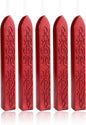 Yoption 5 Pcs Metallic Red Sealing Wax Sticks with Wicks for Wax Seal Stamp, Wedding Invitations, Envelopes, Gifts Sealing