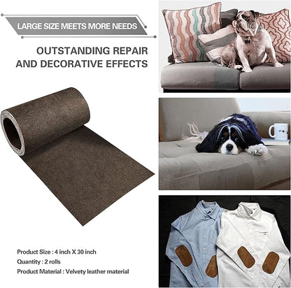 Azobur Rectangular Velvet Repair Patch, Self-Adhesive Flannel Fabric Patch, Multi Colors, Microfiber Patch，Can be Used to Patch Sofas, Car Seats, Handbags, Jacket Holes and Tears (Dark Brown)