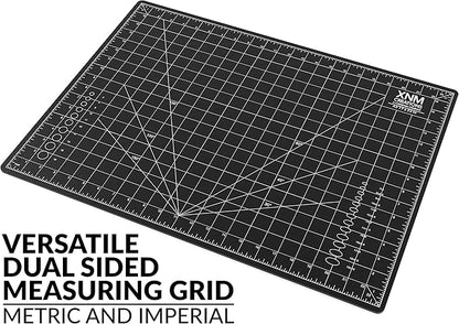 XNM Premium Self Healing Cutting Mat - 18 Inches by 24 inches - A2, 3 Layer Quality PVC Construction - Dual Sided, Imperial and Metric Grid Lines - Perfect for Cutting, Sewing, and Crafts