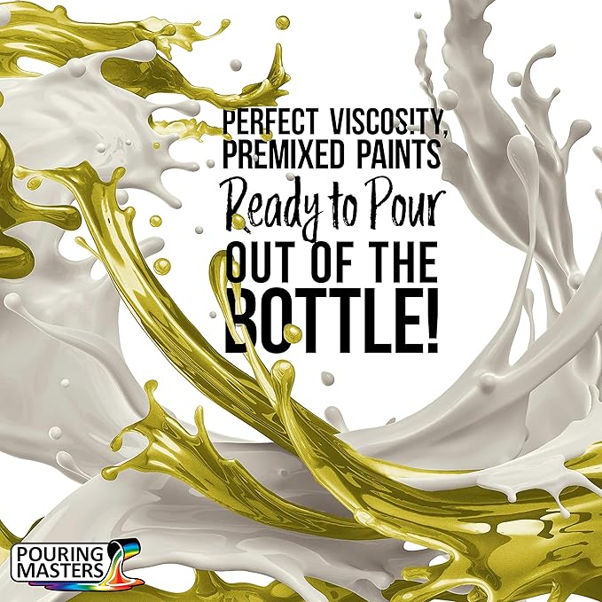 Pouring Masters Lemon Zest Metallic Pearl Ready to Pour Acrylic Pouring Paint - Premium 8-Ounce Pre-Mixed Fluid Acrylic Paint - Fluid Art Supplies for Canvas, Wood, Paper, Tile & Rocks