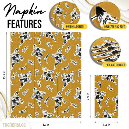 Trendables Floral Napkins for decoupage 200 Pcs 3 Ply floral paper napkins decorative Guest Towels Disposable Bathroom, Flower Design For Tea Party Decorations, Dinners & Weddings