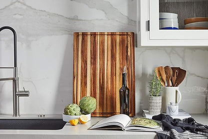Sonder Los Angeles, XXL Thick Edge Grain Teak Wood Cutting Board for Kitchen with Juice Groove, 23x17x1.5 Charcuterie Wooden Board in Large (Gift Box Included)