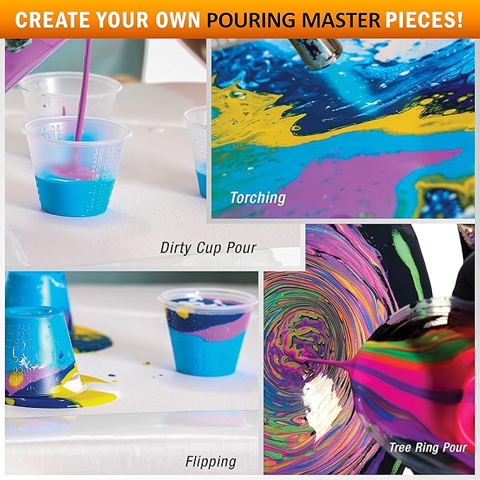 Pouring Masters Lemon Zest Metallic Pearl Ready to Pour Acrylic Pouring Paint - Premium 64-Ounce Pre-Mixed Fluid Acrylic Paint - Fluid Art Supplies for Canvas, Wood, Paper, Tile & Rocks