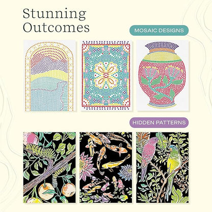 Lifelines FlowArt Activity Pad, 2-Pack - Guided Art Meditations with Markers - Mediterranean Mosaic Designs & Animal Hidden Patterns - Coloring Books for Teens, Adults & Seniors
