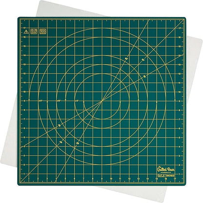 The Quilted Bear Rotating Cutting Mat 18" x 18" - Square 360° Rotating Self Healing Mat with Innovative Locking Mechanism for Quilting & Sewing Your Choice of Colours Available! (Green)