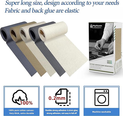 KING MOUNTAIN Canvas Iron on Patch,3"×60",Waterproof 100% Cotton Fabric Repair Patch,Used for Various Sofa,Tent,Clothes,Seats,Suitcases (Camel)