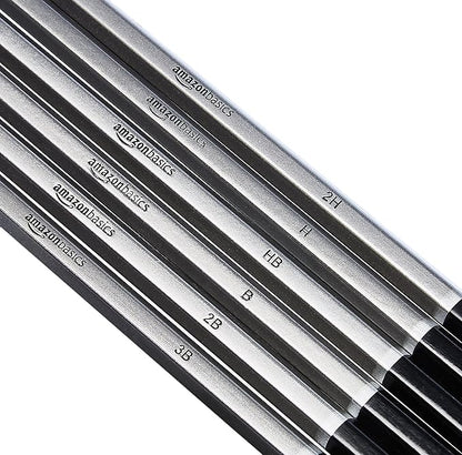 Amazon Basics Sketch and Drawing Pencil Set, 816 Count (17 Packs of 48), Charcoal, Black, White