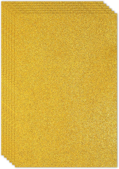 PATIKIL 2mm(1/10") Thick Non Adhesive Glitter Foam Sheet 16x24inch(40x60cm) Gold Tone, EVA Shiny Foam Board for Craft, 6 Pcs