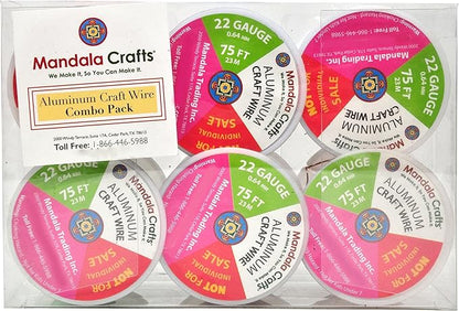 Mandala Crafts 22 Gauge Anodized Aluminum Craft Wire for Jewelry Making - 450 FT Colored Flexible Silver Copper Tone Wire - Bendable for Bonsai Armature Crafting Sculpting