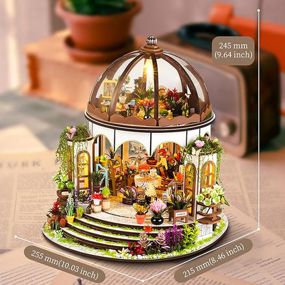 ISSEVE Book Nook Kit, Miniature House Kit with LED Light, Wood Garden DIY Mini House Building Kit, Tiny Dollhouse Home Decor, Halloween Christmas Birthday Crafts Gifts for Adults (Hanging Garden)