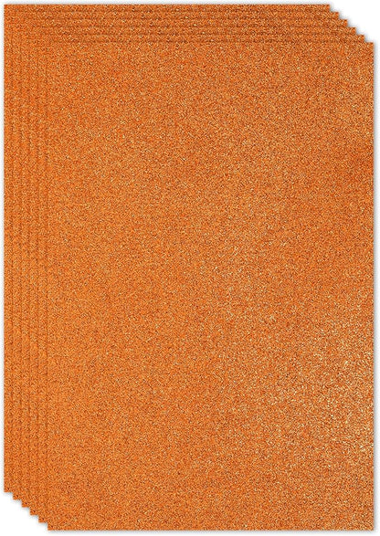 PATIKIL 2mm(1/10") Thick Non Adhesive Glitter Foam Sheet 16x24inch(40x60cm) Orange, EVA Shiny Foam Board for Craft, 6 Pcs