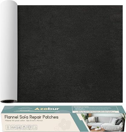 Velvet Repair Patch, Self-Adhesive Flannel Fabric Patch, Multi Colors, Microfiber Patch，Can be Used to Patch Sofas, Car Seats, Handbags, Jacket Holes and Tears (Black)