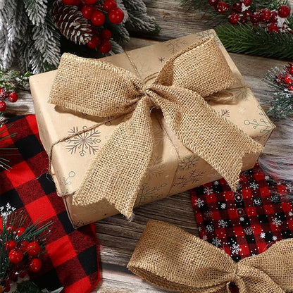 20 Yard 2 Inches Burlap Ribbon Wide Jute Ribbon Natural Burlap Fabric Roll Wired Edge for Wreaths, Christmas Tree Decoration, Big Bow Crafts, Gift Wrapping, Wedding