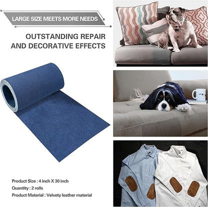 Azobur Velvet Repair Patch, Self-Adhesive Flannel Fabric Patch, Multi Colors, Microfiber Patch，Can be Used to Patch Sofas, Car Seats, Handbags, Jacket Holes and Tears (Blue)