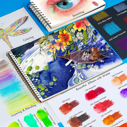 KALOUR Watercolor Pencils, 120 Colors, Blendable Wet or Dry, Water-Soluble Colored Pencils for Artists and Beginners