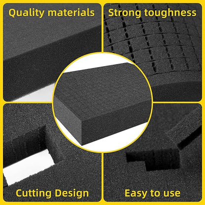 DECOHS 4 PCS Pick Apart Foam Insert- 2 Size Pick and Pluck Foam- Pluck Pre Cube Sheet Foam with Bottom Use for Board Game Box Cases Storage Drawer (Length 16 Inch)