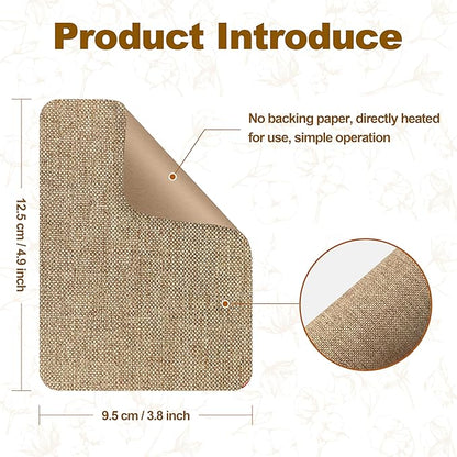 Iron on Patches, 8 Pieces Iron on Linen Patches,Fabric Patches for Couch, Tent, Clothing, Seat, Linen Repair Decorating Kit 3.7" by 4.9" (9.5 cm x 12.5 cm, Rice Coffee)