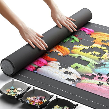 Newverest Gift Bundle of 2: Roll Up Puzzle Mat 1500 pcs & 6-Pack Puzzle Glue Sheets