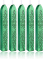 Metallic Green Sealing Wax Sticks, Yoption 5 Pcs Totem Fire Manuscript Wax Seal Sticks with Wicks for Wax Seal Stamp (Metallic Green)