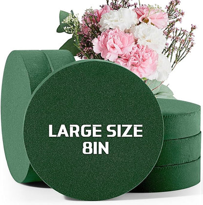 Maitys 12 Pieces Round Floral Foam Wet Green Flower Foam DIY Flower Arrangement Kit for Aisle Wedding Party Decoration(8 x 8 x 1.57 Inches)