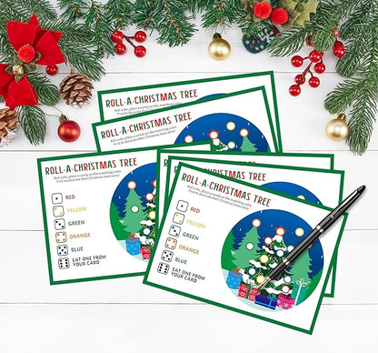 Roll A Christmas Tree Dice Game, Christmas Games for Families & Large Groups-25 Players, Xmas Party Games for Adults, Green Theme Winter Holiday Decorations White Elephant Gifts Ideas