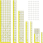 Acrylic Ruler 7 Piece Set, Non Slip Rings 50 Pieces, Quilting Rulers, Size (6"x24"), (2"x24"), (3"x18"), (3"x8"), (1.5"x12"), (1"x12"), (1"x6") (Yellow-7 Piece Set)