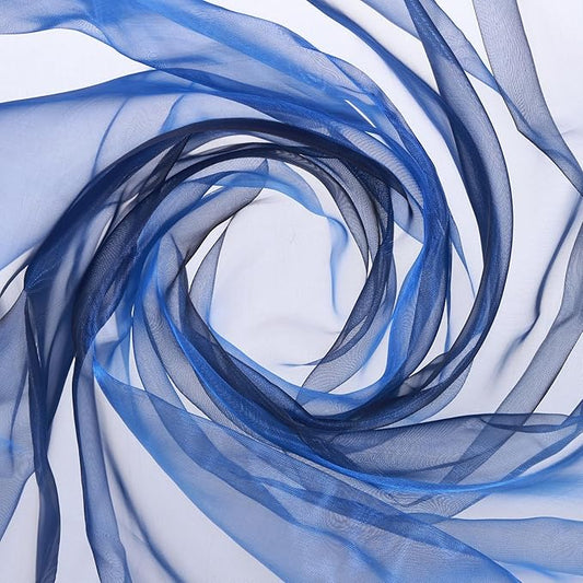 MECCANIXITY Iridescent Sheer Organza Fabric, 2 Yards x 59 Inches Solid Holographic Shiny Fabric Organza Cloth for Wedding, Curtains, Costume, Photo Background, Gradient Sapphire Blue Black