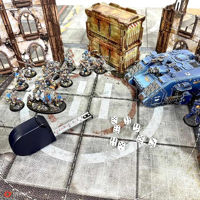 44'' x 60'' Battle Mat Gridded War-Gaming Mat for WH40K - Made of Synthetic Leather, 1.1mm Thickness (Adamant Bastion: Sector XI)