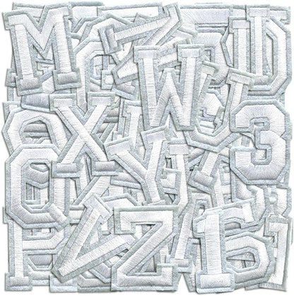 Letter and Number Iron On Patches, A-Z Alphabet and Numbers 0-9 Embroidery Applique Patch, DIY Decorative Heat Press Patches for Clothing Jeans Jackets Backpacks Hats (White 72 Pcs)