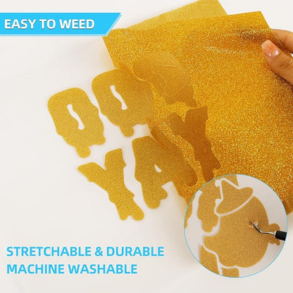 guangyintong HTV Heat Transfer Vinyl Bundle, 41 Pack 12" x 10" Iron on Vinyl for T-Shirt 31 Assorted Colors Clossy and Glitter HTV Vinyl for All Cutting Machine Easy to Cut & Weed