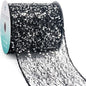 CT CRAFT LLC Sparkling Glitter Mesh Wired Ribbon 4" x 10 Yards Black for Christmas Home Decor Bow Gift Wrapping DIY Crafts Wreath