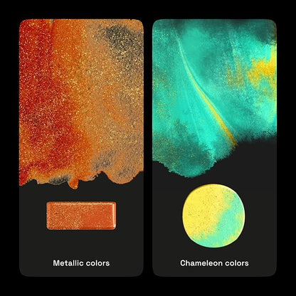 ARTISTRO Metallic Watercolor Paints Set of 18, Palette set Including 12 Metallic Glitter Watercolor and 6 Chameleon Colors. Perfect Travel Watercolor Set for Artists, Amateur Hobbyists and Painting Lovers
