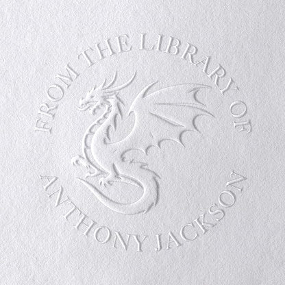 Dragon Book Embosser, Custom Round Library Book Embosser, Fantasty Fiction Dragon Ex Libris Embosser, Gift for Book Lover | Black or Pink Embosser (Dragon #1)